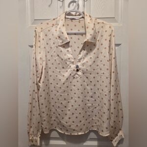 Suzy Shier Cream Polka Dot Blouse